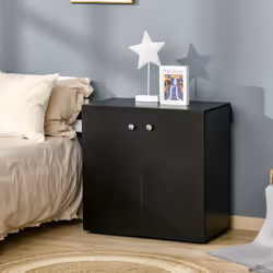 HOMCOM Freestanding Storage Cabinet w/ Two Shelves Wooden Sideboard - Black