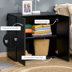 HOMCOM Freestanding Storage Cabinet w/ Two Shelves Wooden Sideboard - Black - Additional view 4