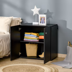 HOMCOM Freestanding Storage Cabinet w/ Two Shelves Wooden Sideboard - Black - Additional view 5