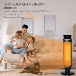 HOMCOM 1000W/2000W Tower Heater w/ 42 Oscillation Remote Control Timer