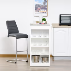 HOMCOM Bar Table Coffee Table Kitchen Dining Table with 4-Tier Shelf Grey - Additional view 5