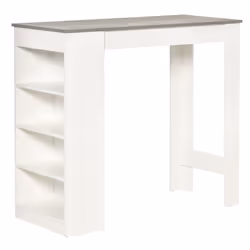 HOMCOM Bar Table Coffee Table Kitchen Dining Table with 4-Tier Shelf Grey - Additional view 8
