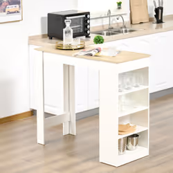 HOMCOM Bar Table Coffee Table Kitchen Dining Table with 4-Tier Shelf Natural - Additional view 4