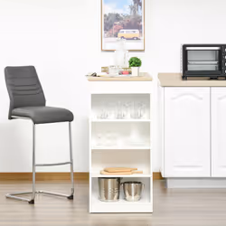 HOMCOM Bar Table Coffee Table Kitchen Dining Table with 4-Tier Shelf Natural - Additional view 5