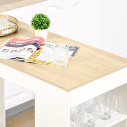 HOMCOM Bar Table Coffee Table Kitchen Dining Table with 4-Tier Shelf Natural - Additional view 6