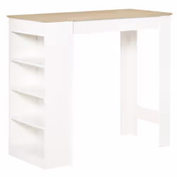 HOMCOM Bar Table Coffee Table Kitchen Dining Table with 4-Tier Shelf Natural - Additional view 8
