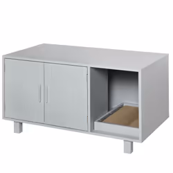 PawHut Cat Litter Box Enclosure & House w/ Nightstand/End Table Design, Grey