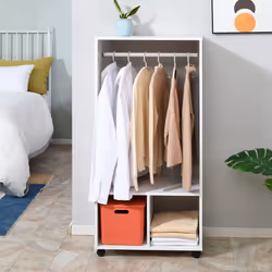 HOMCOM Open Wardrobe Clothes Rail Bedroom Clothes Storage Rod Shelves White