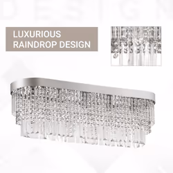 HOMCOM Raindrop Crystal Chandelier Pendant Ceiling Light for Restaurant Kitchen