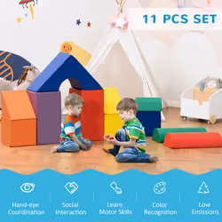 HOMCOM 11 Pcs Kids Soft Foam Puzzle Play Blocks Set Learning Toddler Activity
