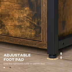 HOMCOM End Table Bedside Desk Slim Storage Cabinet with Shelf Rustic Brown - Additional view 4