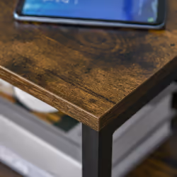 HOMCOM End Table Bedside Desk Slim Storage Cabinet with Shelf Rustic Brown - Additional view 5