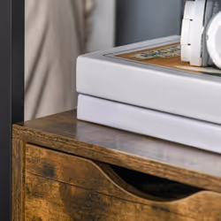HOMCOM End Table Bedside Desk Slim Storage Cabinet with Shelf Rustic Brown - Additional view 7