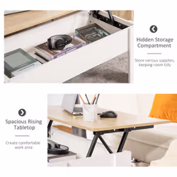 HOMCOM Lift Top Coffee Table w/Storage Compartment, Living Room Center Table