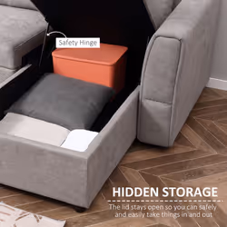 HOMCOM 3 Seater Sofa Bed, Convertible Pull Out Sofa with Storage, Grey