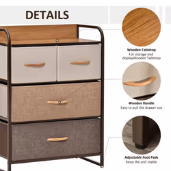 HOMCOM Closet Dresser, Dresser Tower With 4 Easy Pull Fabric Drawer Steel Frame - Additional view 4