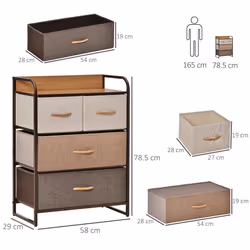HOMCOM Closet Dresser, Dresser Tower With 4 Easy Pull Fabric Drawer Steel Frame - Additional view 9
