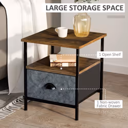 HOMCOM Side Table Vintage Nightstand Coffee Table w/ Drawer for Living Room