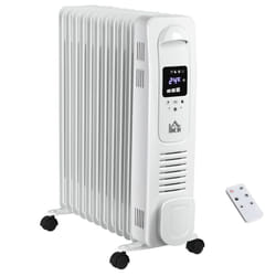 HOMCOM 2500W Oil Filled Portable Radiator Heater w/ Remote Control - White