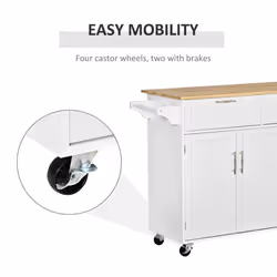 HOMCOM Kitchen Island Utility Cart, with 2 Storage Drawers Dining Room White - Additional view 4