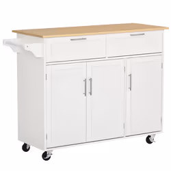 HOMCOM Kitchen Island Utility Cart, with 2 Storage Drawers Dining Room White - Additional view 8