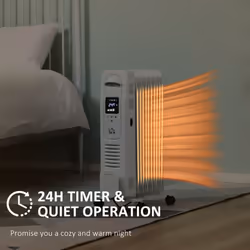 HOMCOM Oil Filled Radiator Space Heater W/3 Heat Settings & Remote Control White - Additional view 4
