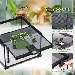 PawHut Glass Reptile Terrarium Habitats for Lizards, Frogs, Snake 30 x 30 x 20cm