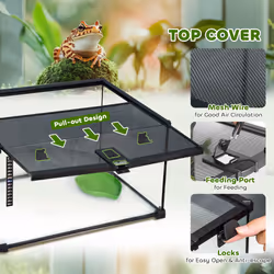 PawHut Glass Reptile Terrarium Habitats for Lizards, Frogs, Snake 50 x 30 x 25cm