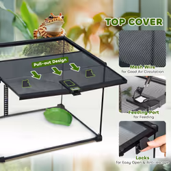 PawHut Glass Reptile Terrarium Habitats for Lizards, Frogs, Snake 50 x 30 x 35cm - Additional view 6
