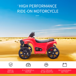 HOMCOM 6 V Kids Ride on Cars Electric ATV for 18-36 months Toddlers Black+Red