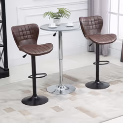 HOMCOM Bar Stools Set of 2 Adjustable Height Swivel Bar Chairs, Brown