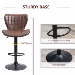 HOMCOM Bar Stools Set of 2 Adjustable Height Swivel Bar Chairs, Brown - Additional view 4