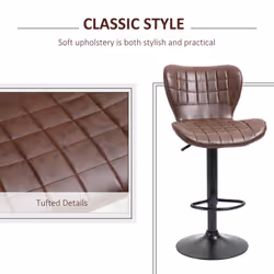 HOMCOM Bar Stools Set of 2 Adjustable Height Swivel Bar Chairs, Brown - Additional view 5
