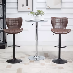 HOMCOM Bar Stools Set of 2 Adjustable Height Swivel Bar Chairs, Brown - Additional view 6