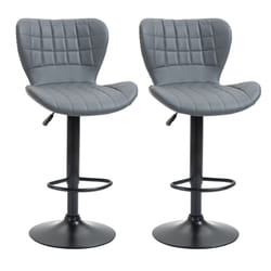 HOMCOM Bar Stools Set of 2 Adjustable Height Swivel Bar Chairs, Grey