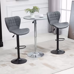 HOMCOM Bar Stools Set of 2 Adjustable Height Swivel Bar Chairs, Grey