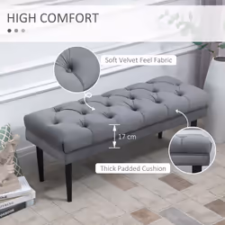 HOMCOM Bed End Bench Button Tufted Upholstered Window Seat Living Room
