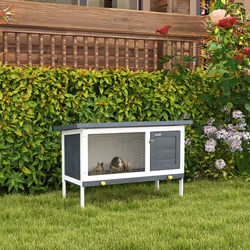 PawHut Wooden Rabbit Hutch Bunny Cage Openable Roof for Outdoor 90 x 45 x 65 cm