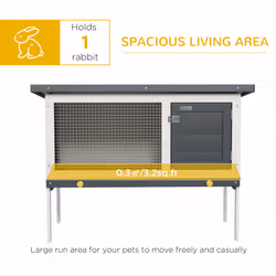 PawHut Wooden Rabbit Hutch Bunny Cage Openable Roof for Outdoor 90 x 45 x 65 cm