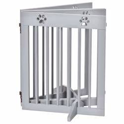 PawHut Pet Gate 4 Panel Wooden Dog Barrier Folding Fence w/ Support Feet - Additional view 6