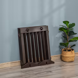 PawHut Pet Gate 4 Panel Wooden Dog Barrier Folding Fence w/ Support Feet - Additional view 7