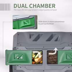 Outsunny 160L Outdoor Tumbling Compost Bin with Dual Chamber, Grey - Additional view 4