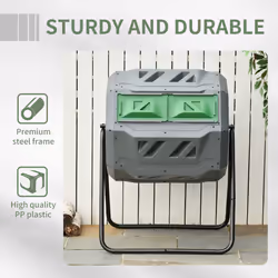 Outsunny 160L Outdoor Tumbling Compost Bin with Dual Chamber, Grey - Additional view 5