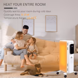 HOMCOM 1500W Oil Filled Radiator Heater w/ 3 Heat Settings Remote Control White - Additional view 4