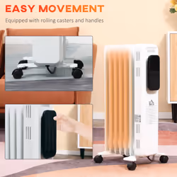 HOMCOM 1500W Oil Filled Radiator Heater w/ 3 Heat Settings Remote Control White - Additional view 8