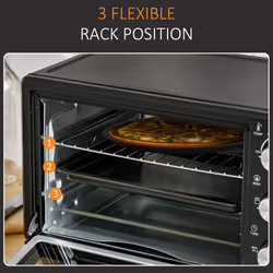 HOMCOM Mini Oven 21L Electric Grill w/ Adjustable Temp Timer 1400W, Black