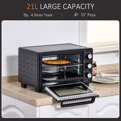 HOMCOM Mini Oven 21L Electric Grill w/ Adjustable Temp Timer 1400W, Black - Additional view 7