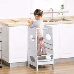 HOMCOM Kids Step Stool Toddler Kitchen Stool w/ Adjustable Standing Platform