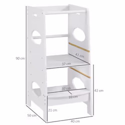 HOMCOM Kids Step Stool Toddler Kitchen Stool w/ Adjustable Standing Platform - Additional view 8