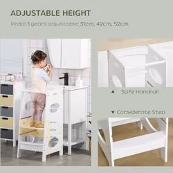 HOMCOM Kids Step Stool Toddler Kitchen Stool w/ Adjustable Standing Platform